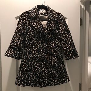 Trench Coat Animal Print 3/4” sleeves A-Line M
